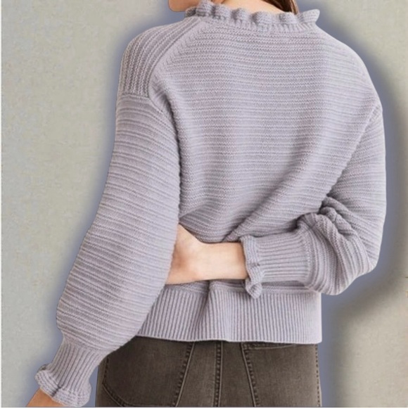 Madewell ‘Ruffle Neck Pullover Sweater’ in Cotton Merino Wool in Dusk Periwinkle - Picture 3 of 16